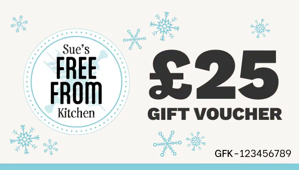 A £25 gift voucher with a snowflake background.